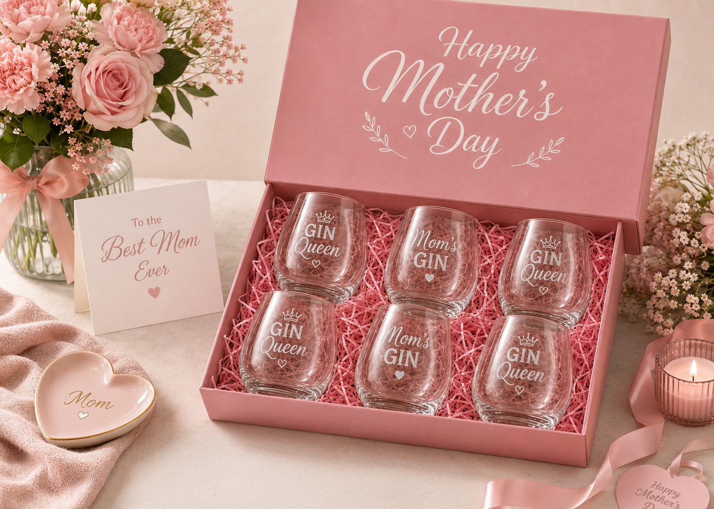 Mothers Day Stemless Gin Glass Set